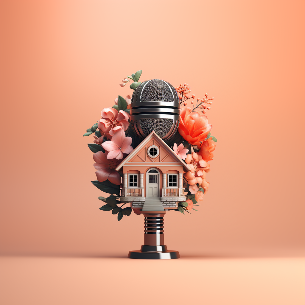 smilestack_microphone_with_a_house_with_flowers_with_a_flat_sal_2ff9e2f3-c92f-4ed4-843b-83daf93b89fb